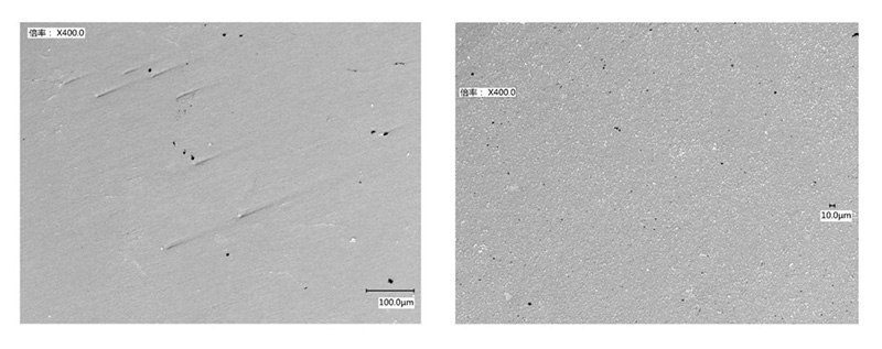 Metallografische Aufnahmen von AgWC-Kontaktmaterialien aus zwei Patentbeispielen