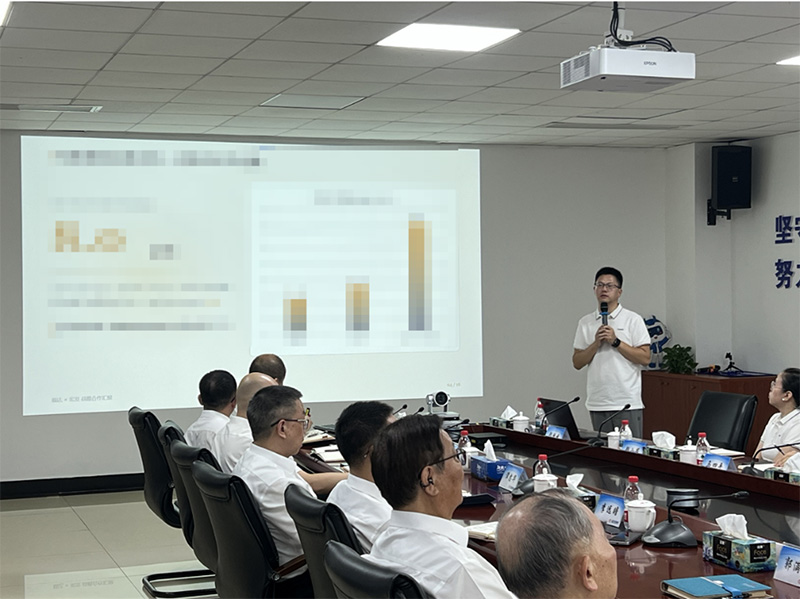 Wei Qinghong hält eine Präsentation über die Partnerschaft